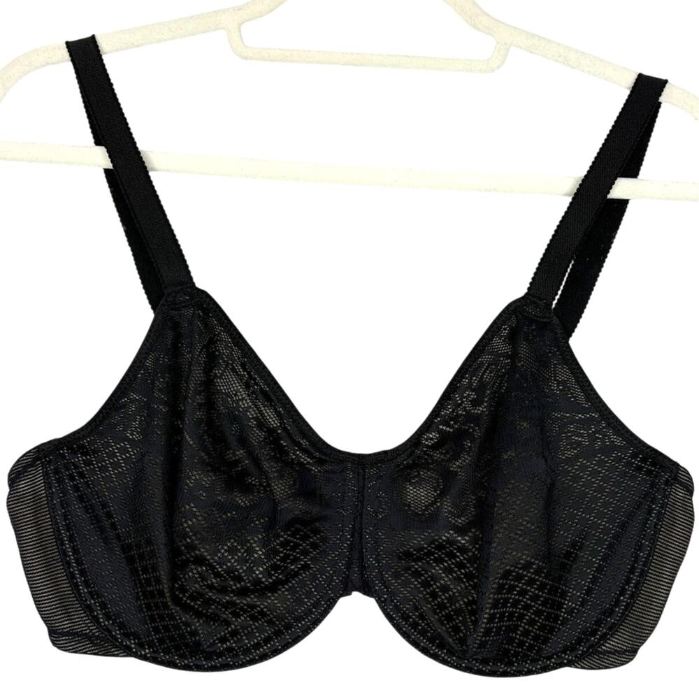 Wacoal Size 34DD Black Underwire Bra Mesh Adjustable Lightly Lined Back Closure